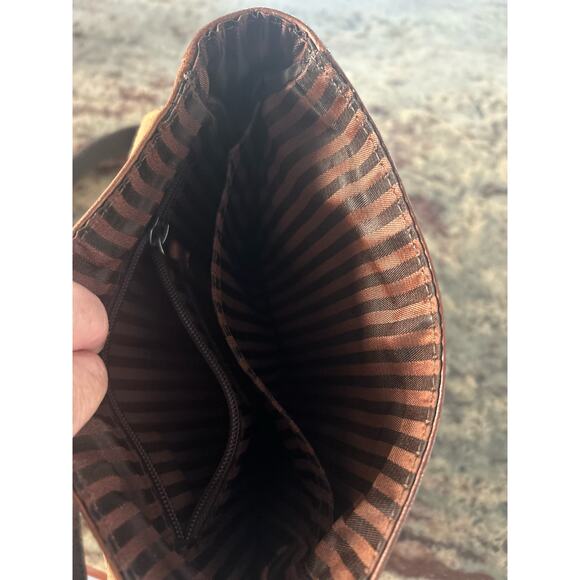 Jack Georges Voyager Horsehoe Leather Crossbody Bag Handstained GORGEOUS - Picture 7 of 15